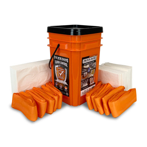 Quick Dam WUGG-V Grab & Go Indoor Bucket Kit -20 Mats 10 Drip Mats & 10x Hi Vis 1.2m Dams (Pack 40)