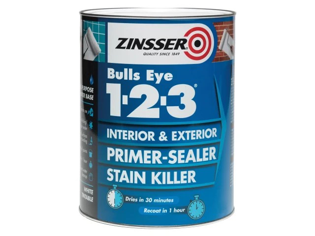 ZINBE1235L Bulls Eye® 1-2-3 Primer & Sealer Paint White 5 litre
