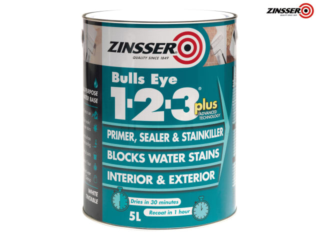 ZINBE123P25L Bulls Eye® 1-2-3 Plus Primer, Sealer & Stain Killer White 2.5 litre
