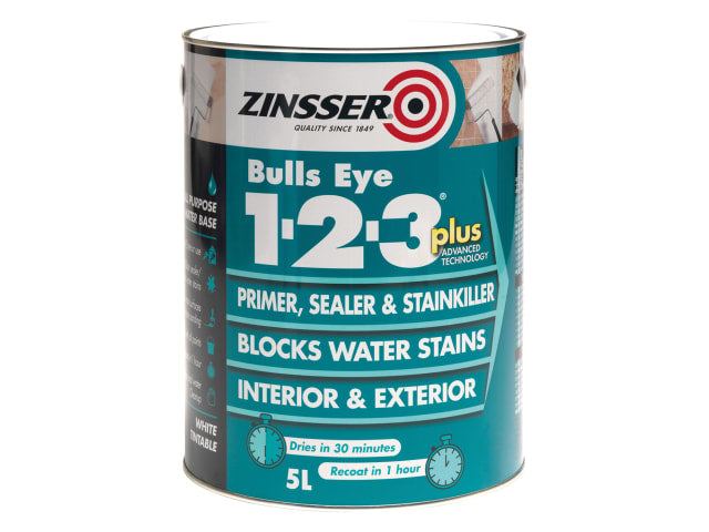 ZINBE123P25L Bulls Eye® 1-2-3 Plus Primer, Sealer & Stain Killer White 2.5 litre