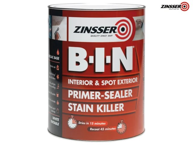 ZINBIN1L B.I.N® Primer, Sealer & Stain Killer Paint White 1 litre