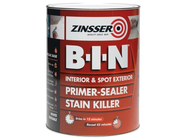 ZINBIN1L B.I.N® Primer, Sealer & Stain Killer Paint White 1 litre